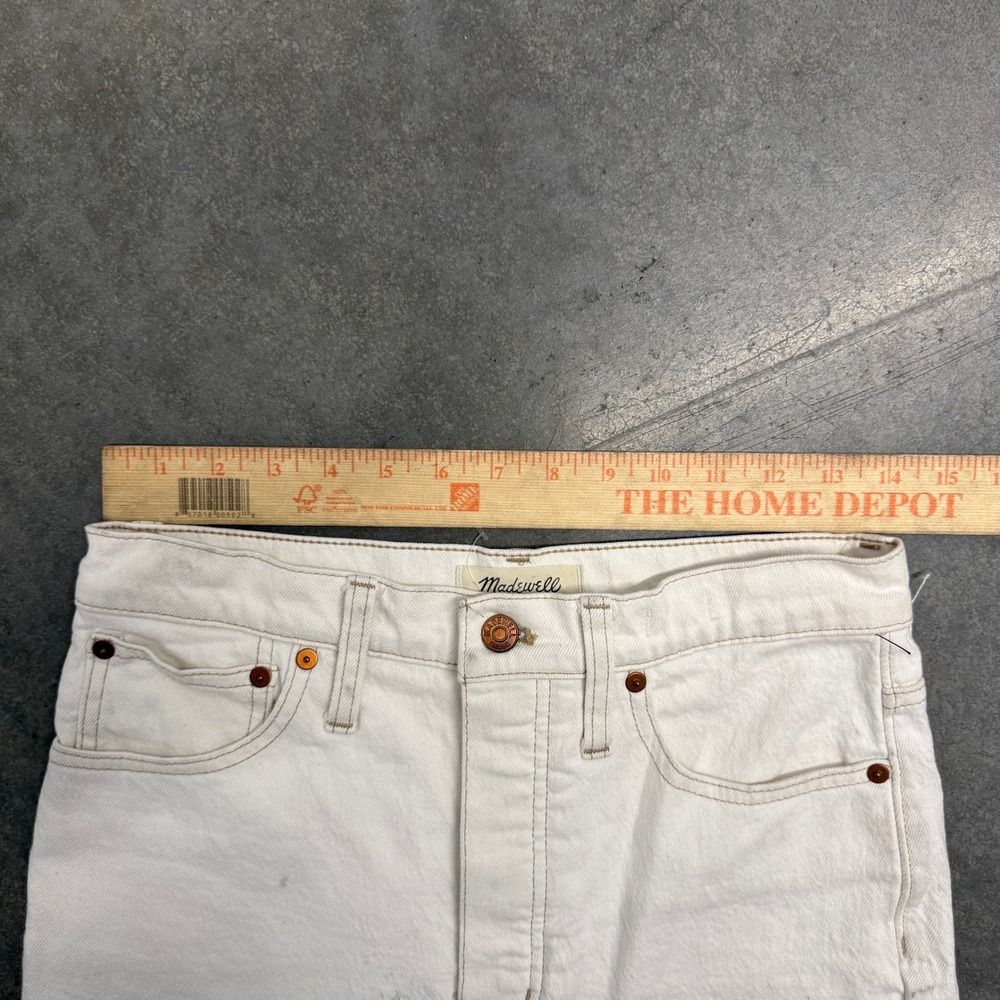 Madewell Slim Demi-Boot Jeans Off-White Cream High Rise Button Fly Size 27 - Picture 6 of 9